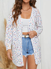 Open Front Pocket Cardigan Long Sleeve Mid Length