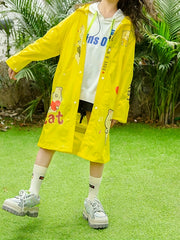 Waterproof Cat Graphic Raincoat Poncho Girls Boys School Gift