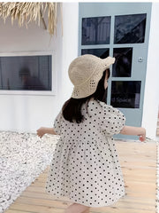 Toddler Girls Polka Dots Print Puff Sleeve Dress For Party Vacation 2-6Y