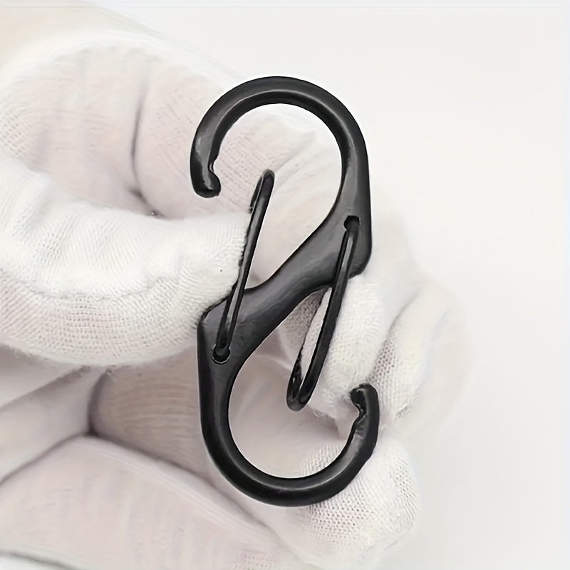 10pcs Stainless Steel S Type Carabiner Keychain Hook with Lock for Camping