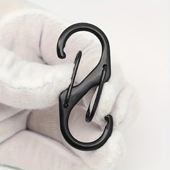 10pcs Stainless Steel S Type Carabiner Keychain Hook with Lock for Camping