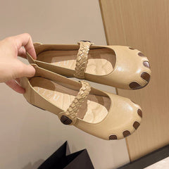 Colorblock Braided Strap Mary Jane Flats