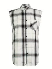 Plaid Print Sleeveless Shirt for Summer