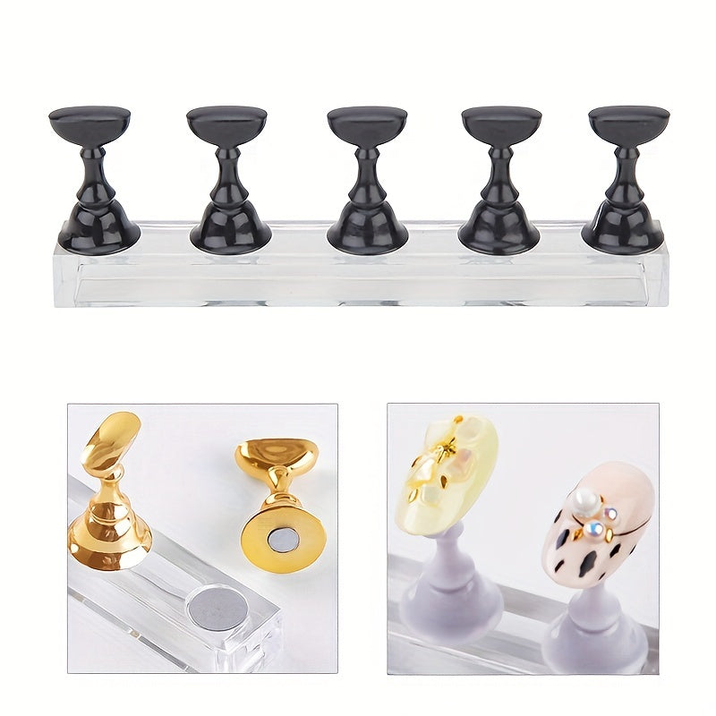 5 Colors Magnetic Nail Holder Stand Shelf for Nail Practice