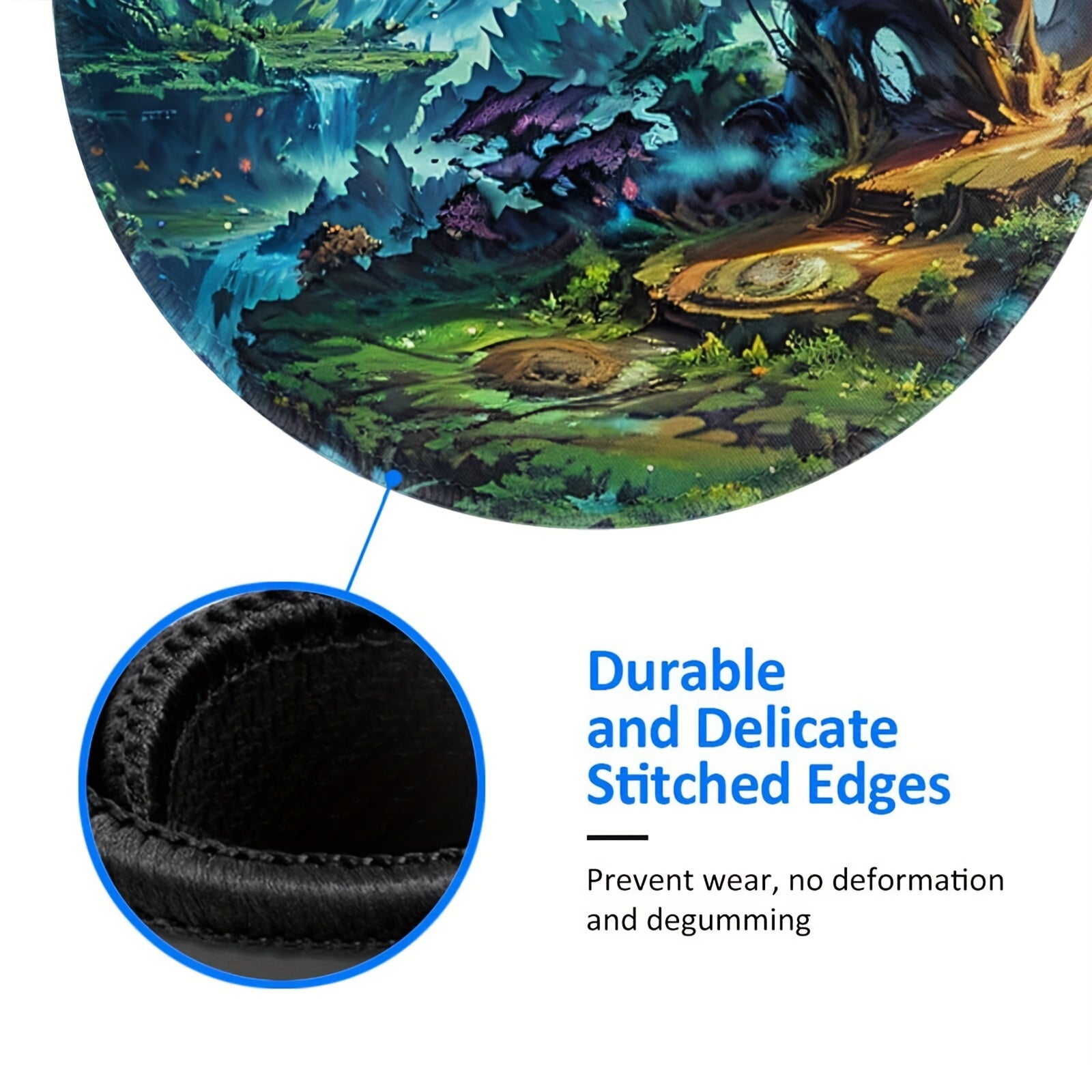 Nature Pattern Mouse Pad 20x20cm Non-slip Rubber Stitched Edge