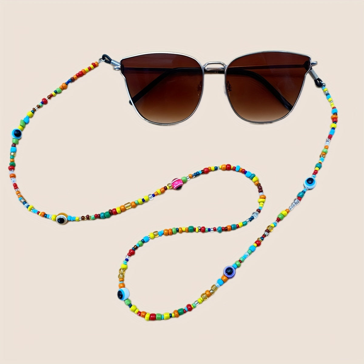 Colorful Rice Beads Glasses Chain - Vibrant Eye Pattern
