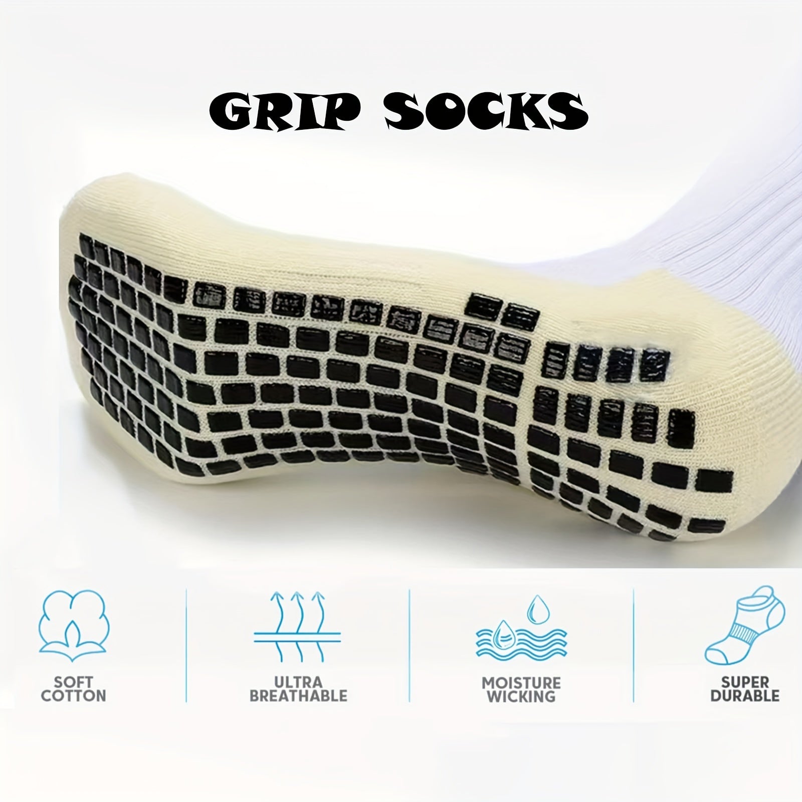 Teen's Mid Crew Sport Socks Anti Slip Nylon Blend Comfy Sweat Absorbing Socks