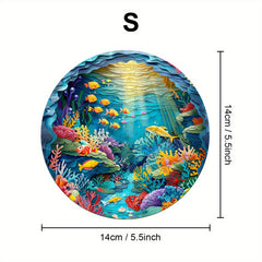 Sea World Wooden Jigsaw Puzzle Animal Shapes Underwater Scene Coral Reefs Fish