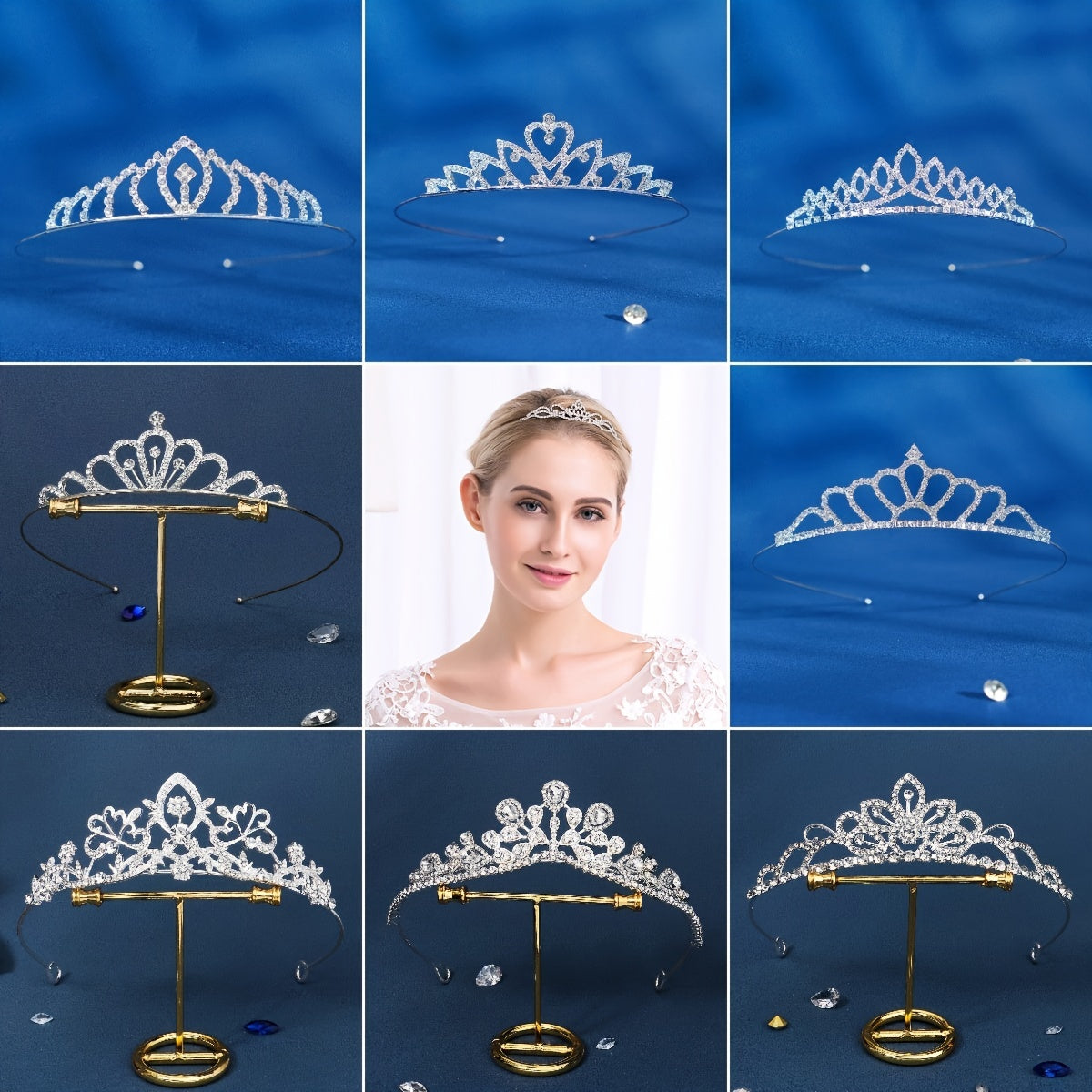 Cubic Zirconia Crystal Tiara Headband Bridal Wedding Hairband Crown