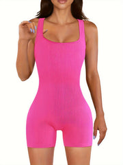 Casual Yoga Jumpsuit Square Neck High Stretch Fitness Yoga Romper