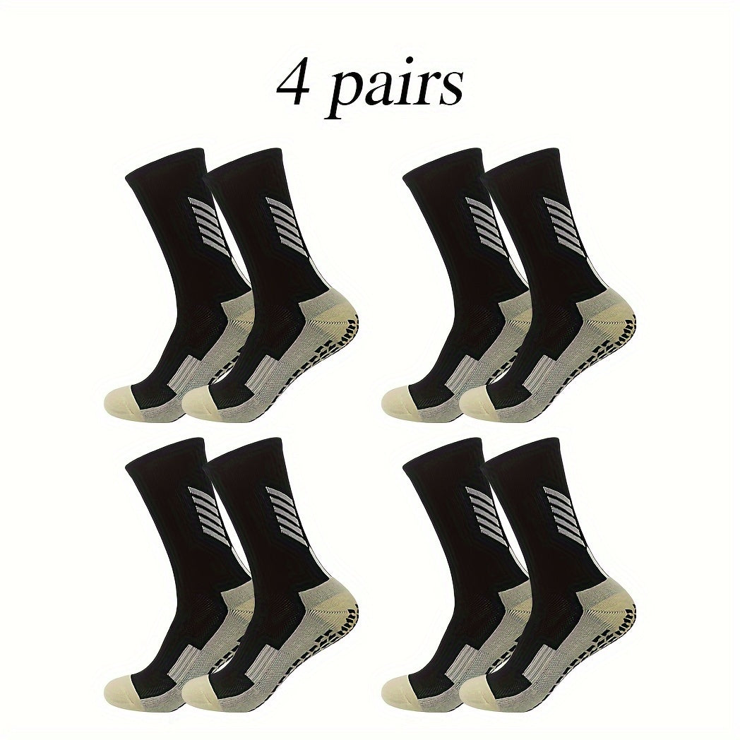 4pairs Breathable Non Slip Soccer Socks Crew Socks