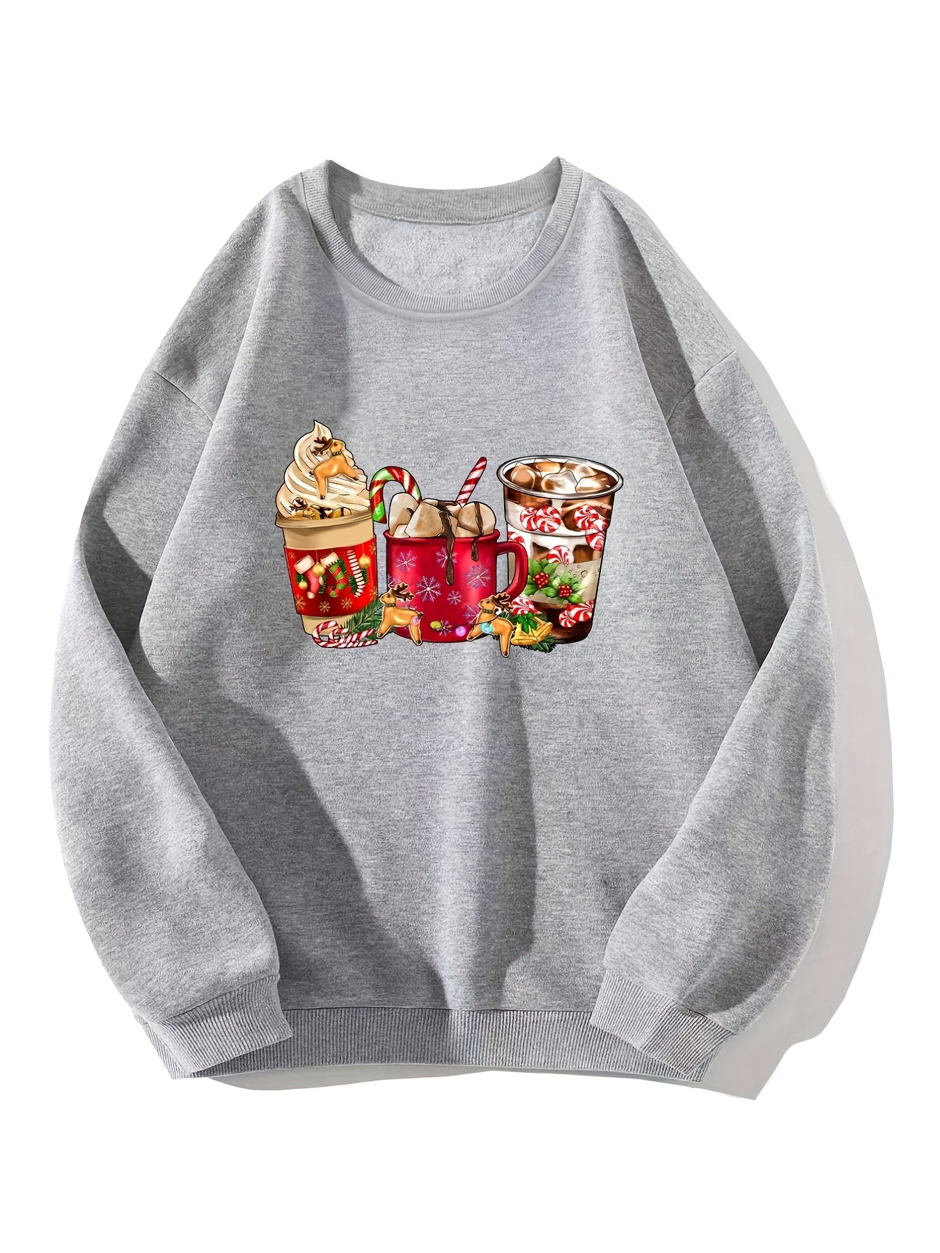 Christmas Sweatshirt Long Sleeve Crew Neck Casual Winter Fall Women's Clothing