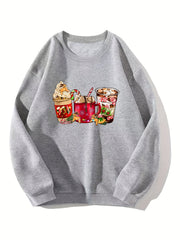 Christmas Sweatshirt Long Sleeve Crew Neck Casual Winter Fall Women's Clothing
