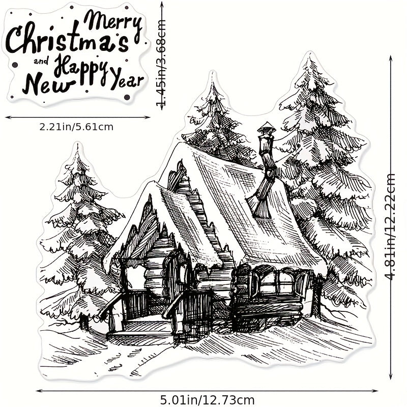 Christmas House Transparent Stamp for Card Making Decor