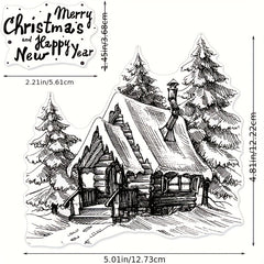 Christmas House Transparent Stamp for Card Making Decor