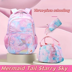 3pcs School Bags Set Starry Sky Cartoon Backpack Lunch Bag Pencil Case Set