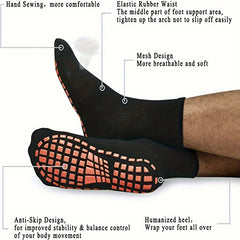 3 Pairs Men's Non-Slip Yoga Pilates Socks Grippy Floor Socks