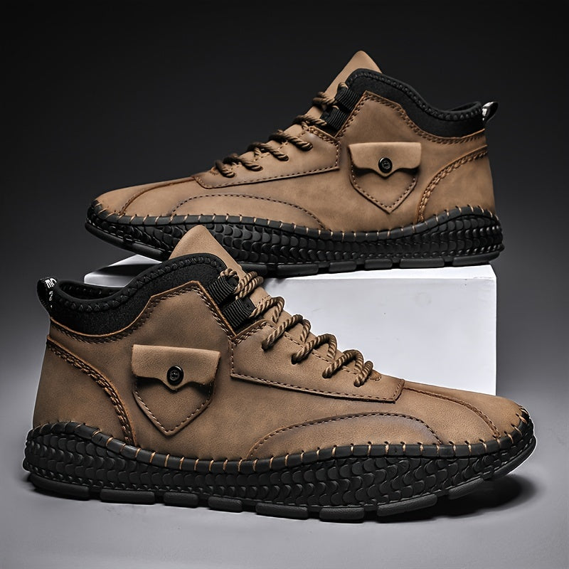 Men Stitch Pointed Leather Boots Formal Dress Shoes For Party Office Wedding