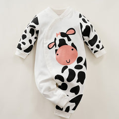 Baby Boy Cow Print Long Sleeve Cotton Onesie
