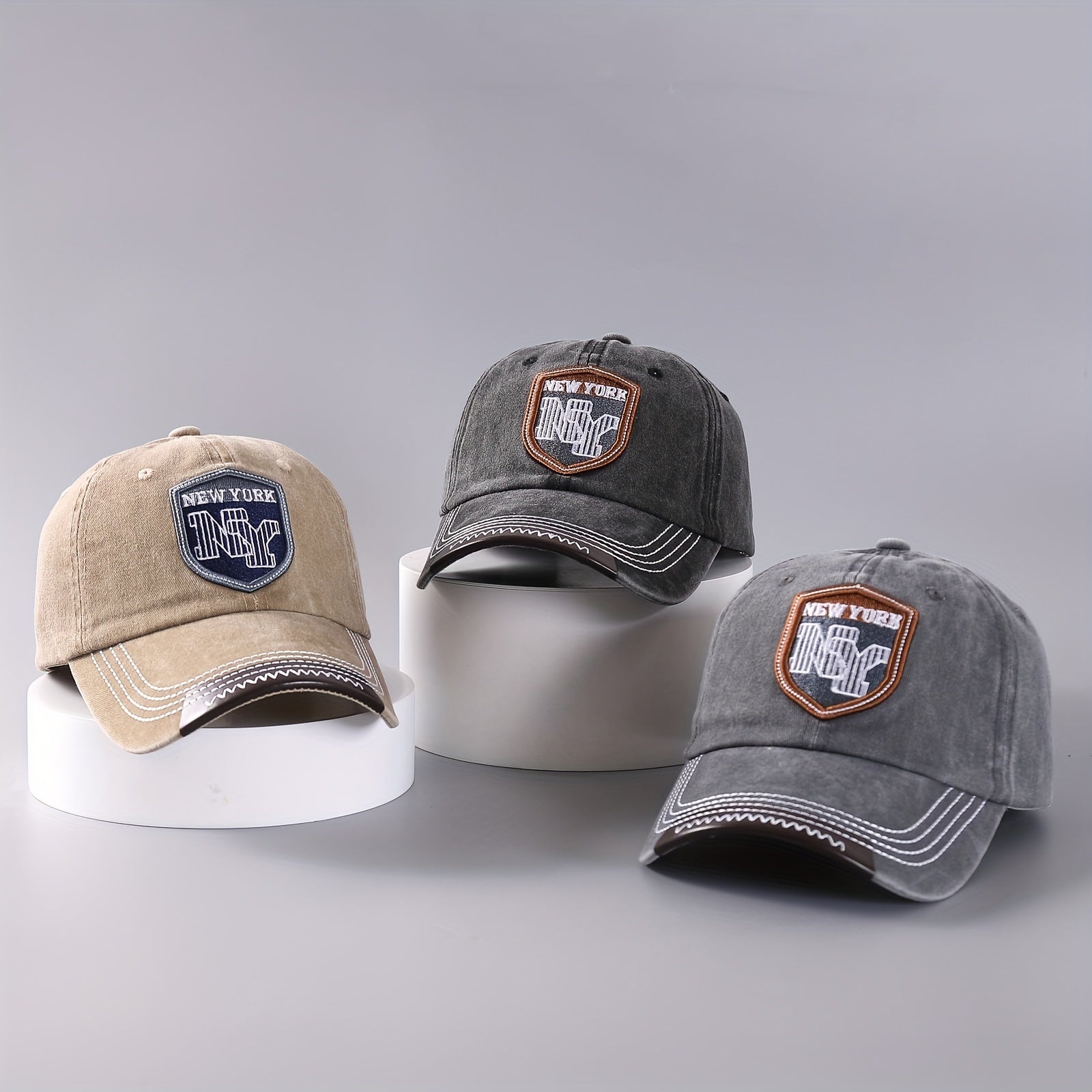 Unisex Sunshade Denim Baseball Cap with Letter Embroidery