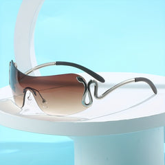 Y2K One Piece Sunglasses Snake Charm Gradient Rimless Glasses UV400