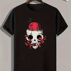 Cartoon Print Men's Graphic T-shirt for Summer