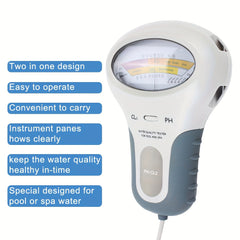 2-in-1 Water Testing Device for Pool and Spa PC102 pH and Chlorine Meter