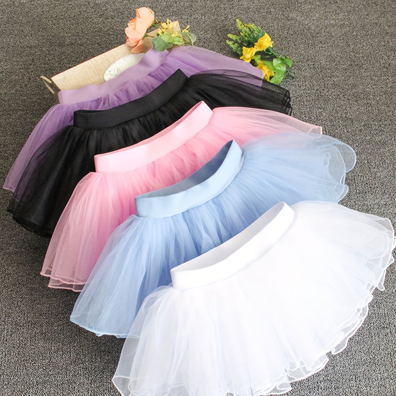 Girls Dreamy Solid Tutu Skirt Four Layers Dance Skirt