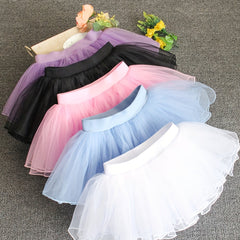 Girls Dreamy Solid Tutu Skirt Four Layers Dance Skirt