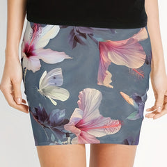 Floral Print Mini Skirt Casual Skinny Skirt For Spring & Summer