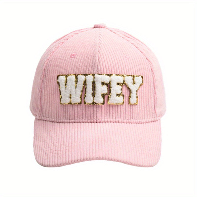 WIFEY Corduroy Baseball Cap Womens Dad Hat Adjustable Sports