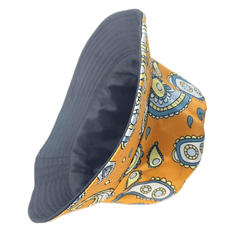 Boho Paisley Print Bucket Hat Yellow Vintage Fisherman Cap For Women