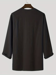 INCERUN Mens V Neck Shirt Formal Dress Long Sleeve Party Tunic Kaftan Top