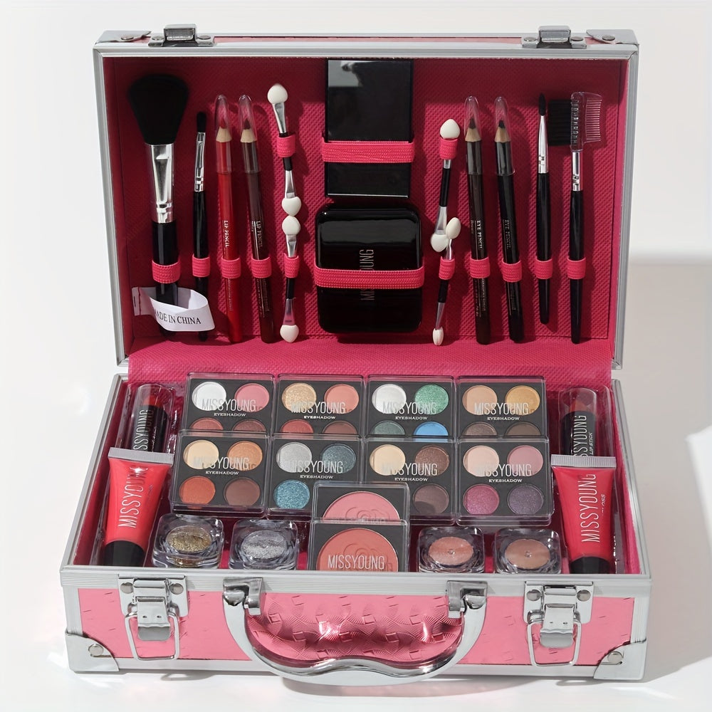 56 Pcs Eyelashes Tinted Lip Cosmetic Set Professional Portable Full Makeup Kit