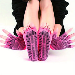 Non Slip Yoga Socks and Gloves Set for Improved Grip