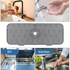Silicone Faucet Mat Drain Pad Kitchen Bathroom Water Catcher Splash Guard