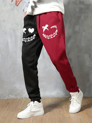 Contrast Colors Drawstring Sweatpants Loose Fit Pants Men's Casual Joggers