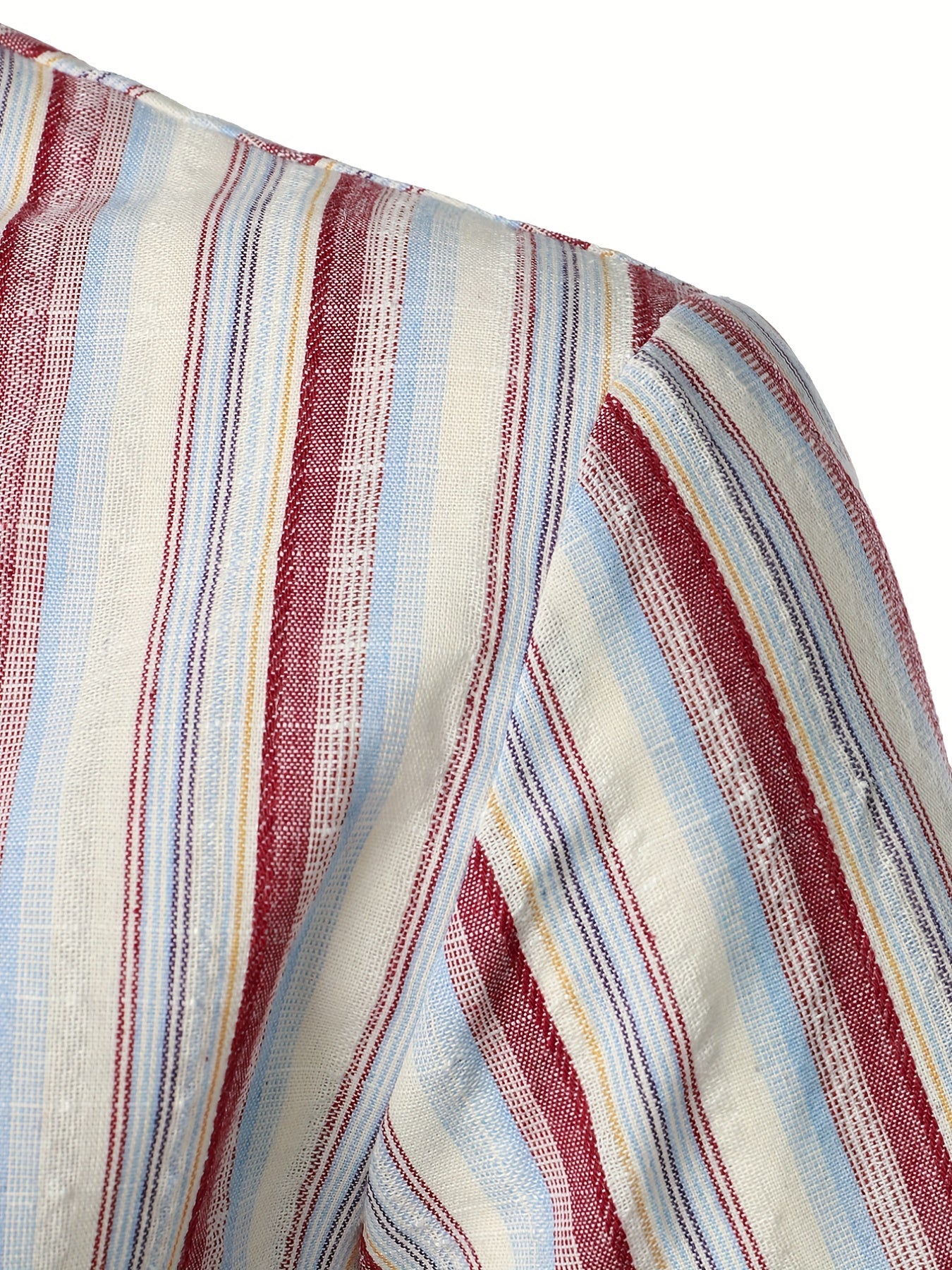 Vertical Striped Men's Shirt Short Sleeves Business Casual Button Up
