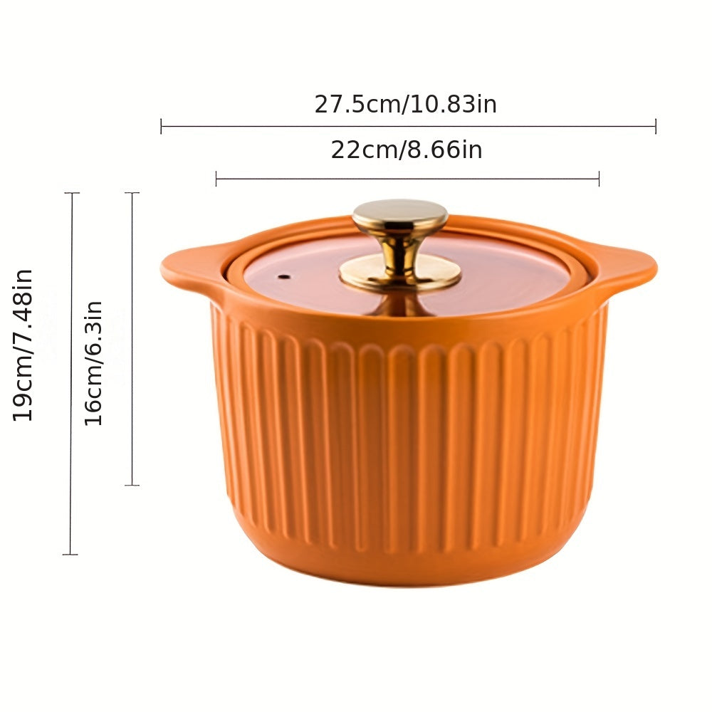 4L Ceramic Casserole Pot with Glass Lid and Heat Resistant Handle
