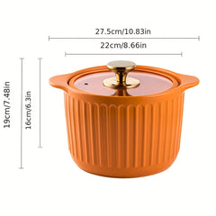 4L Ceramic Casserole Pot with Glass Lid and Heat Resistant Handle