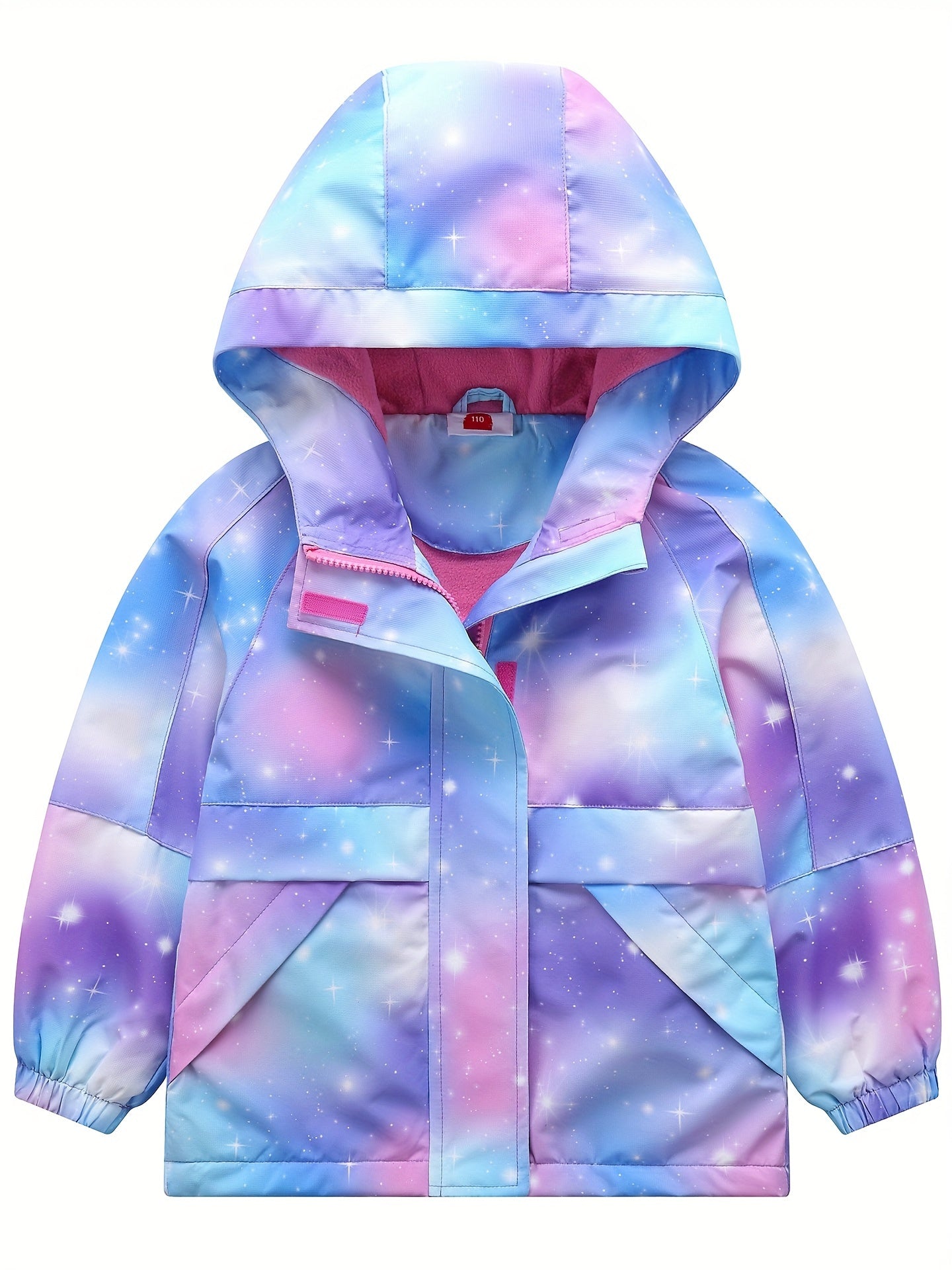 Girls' Warm Fleece Hooded Jacket with Reflective Strip