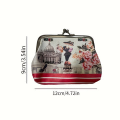 Vintage Floral Coin Purse Clutch Bag Kiss lock Closure Wallets For Women