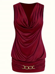 Chain Decor Tank Top & Side Tie Wide Leg Pants Set