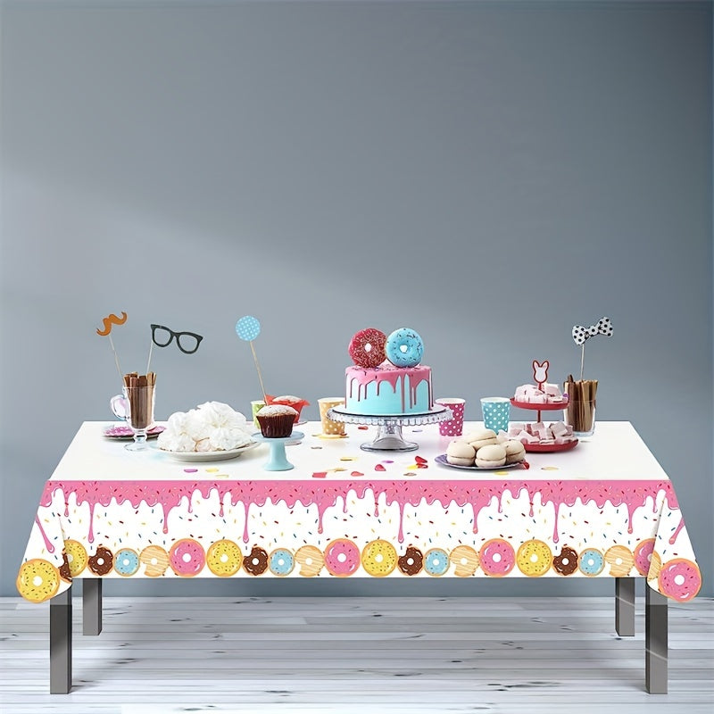 Donut Dessert Theme Table Cover for Birthday Party Decorations