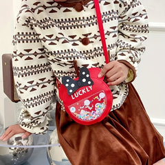Sequin Mouse Shaped Crossbody Bag Messenger Bag Coin Purse