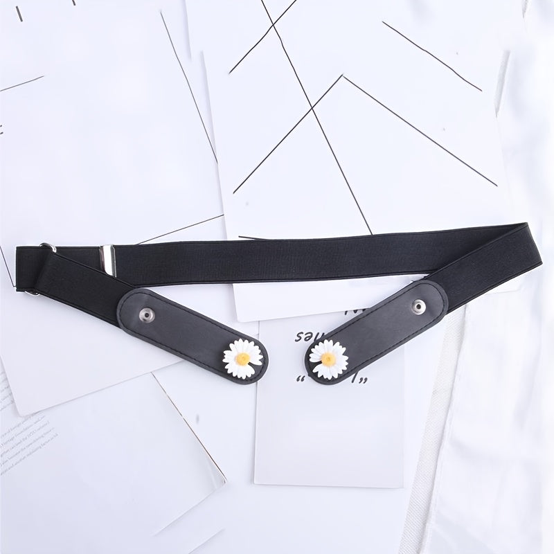 Girls Adjustable Denim Belt with Daisy Decoration