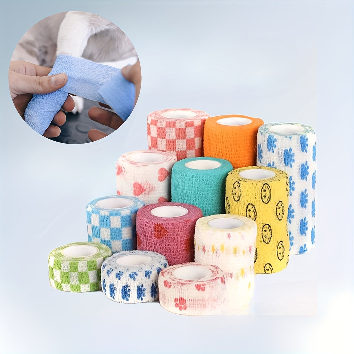 Pet Dog Cat Self Adherent Elastic Bandage Wrap Tape 5.08cm