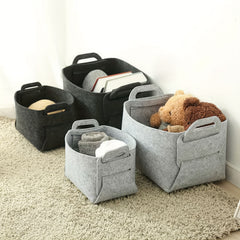 Foldable Felt Storage Basket for Household Items Toys and Clothes