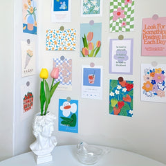 Floral Postcards Nordic Style Decorations - 48 Round Dot Stickers Included