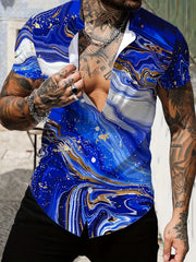 Abstract Print Men's Casual Short Sleeve Shirt for Summer Vacation